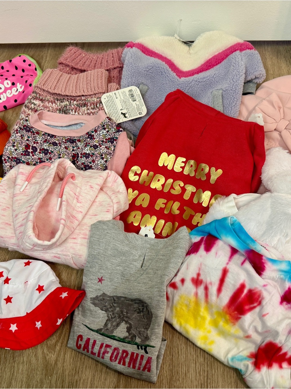 Size Small Dog Clothes Bundle - Sweaters, Jackets, Shirts, Hats